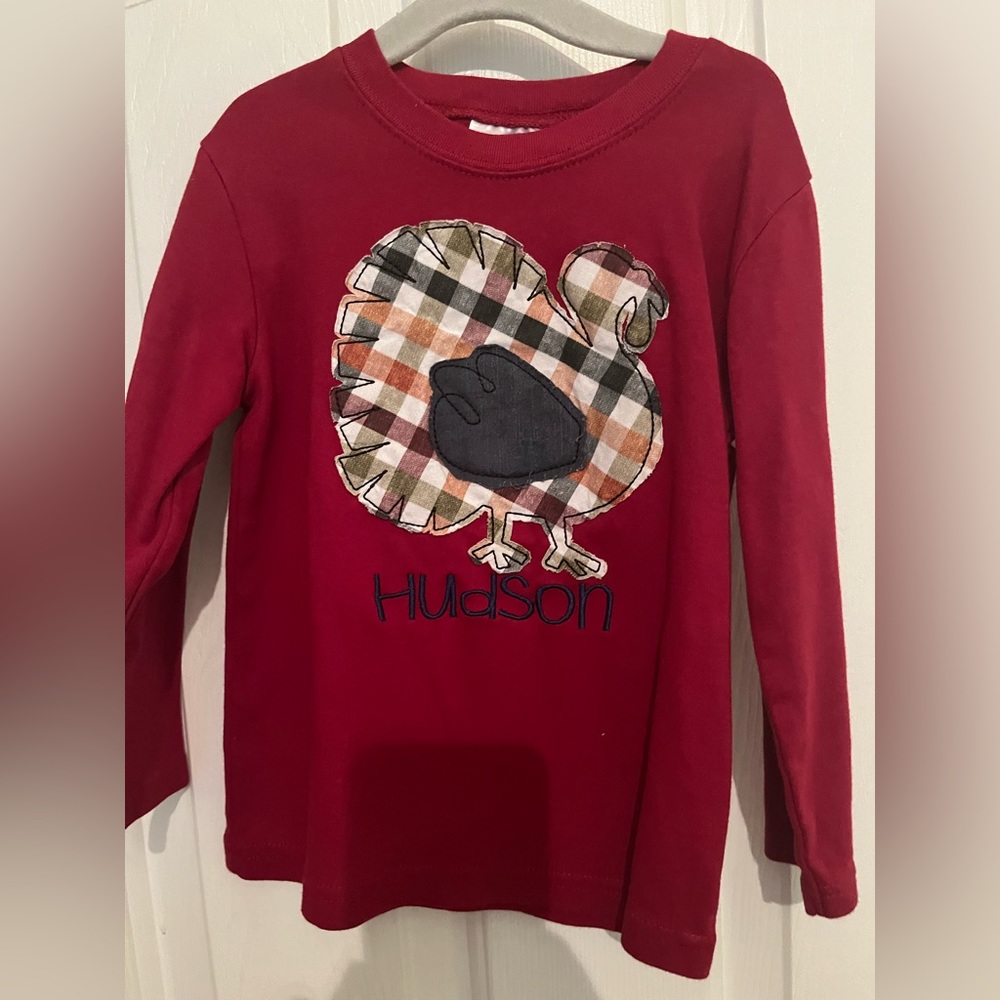 Brand New/Never Worn Custom Appliqué "Hudson" Long Sleeve Tee - Size 3T
